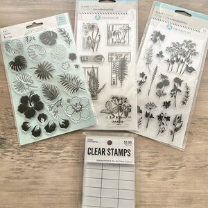 Clear Stamp Set Lot and Clear Mounting Block NWOT